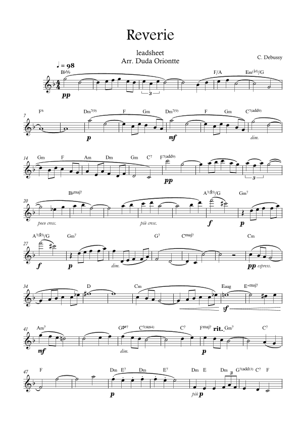 Reverie  ( LEADSHEET ) (arr. Duda Oriontte)