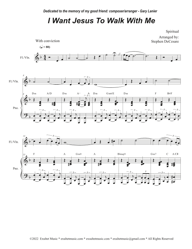 I Want Jesus To Walk With Me (Flute or Violin solo and Piano) (arr. Stephen DeCesare)