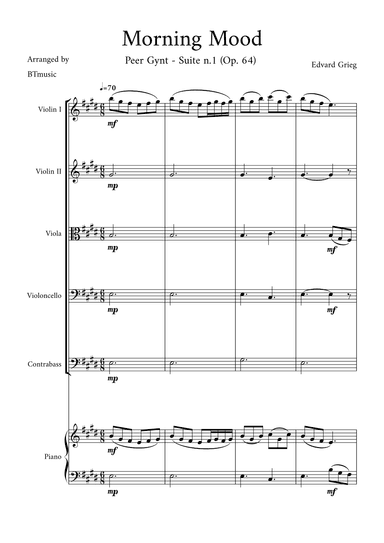 Morning Mood (Peer Gynt Suite N.1, Op 46) (arr. BTmusic)