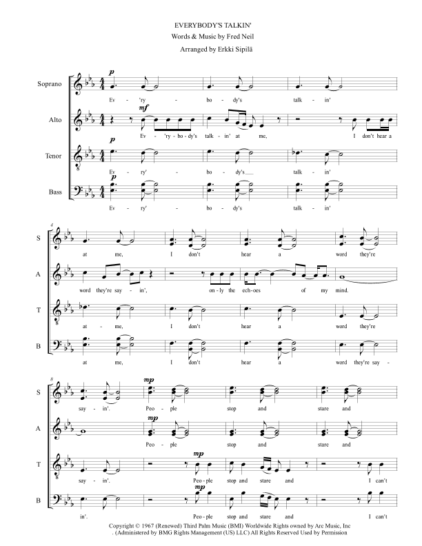 Everybody's Talkin' (echoes) (arr. Erkki Sipilä)
