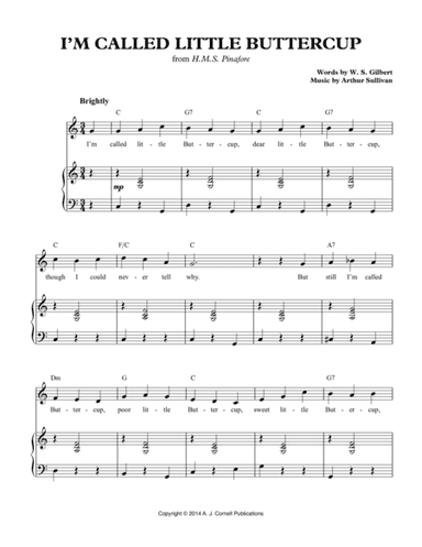 I'm Called Little Buttercup (arr. W. G. McNaught)