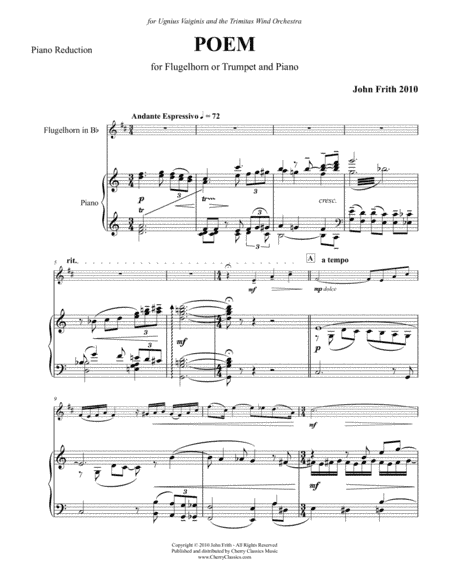Poem for Trumpet or Flugelhorn & Piano