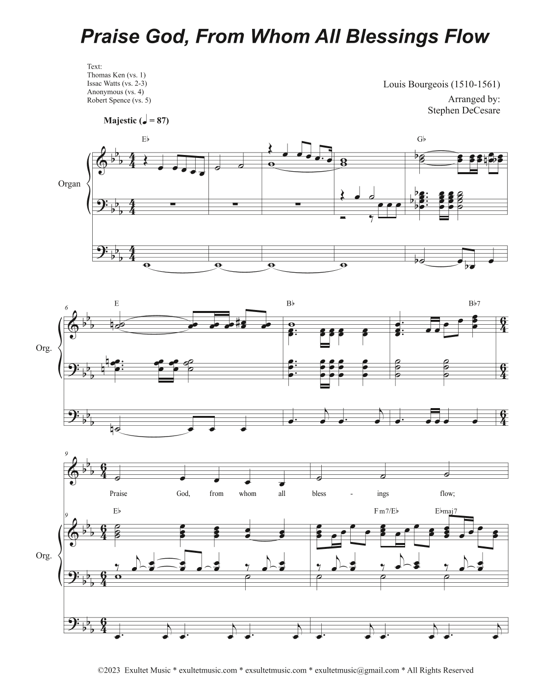 Praise God, From Whom All Blessings Flow (Unison choir - Medium Key) (arr. Stephen DeCesare)