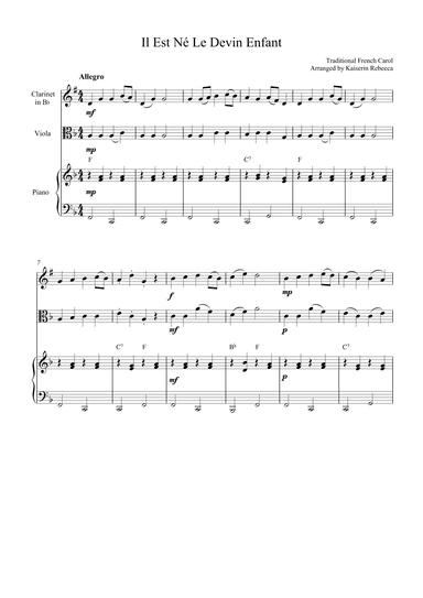 Il Est Né Le Devin Enfant (arr. Kaiserin Rebecca)