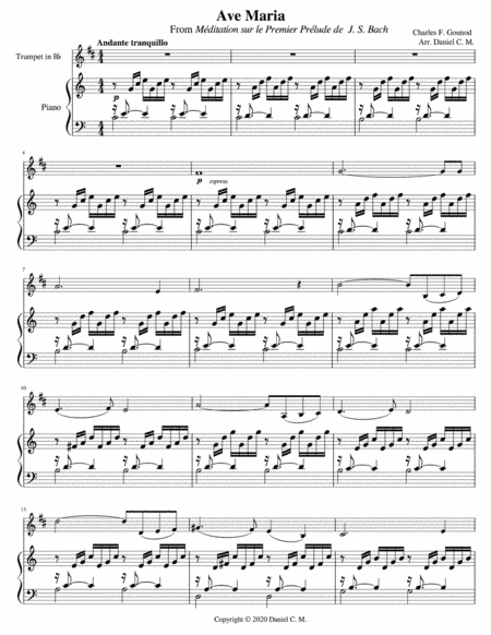 Ave Maria by Gounod (for Bb trumpet and piano) (arr. Daniel C. M.)