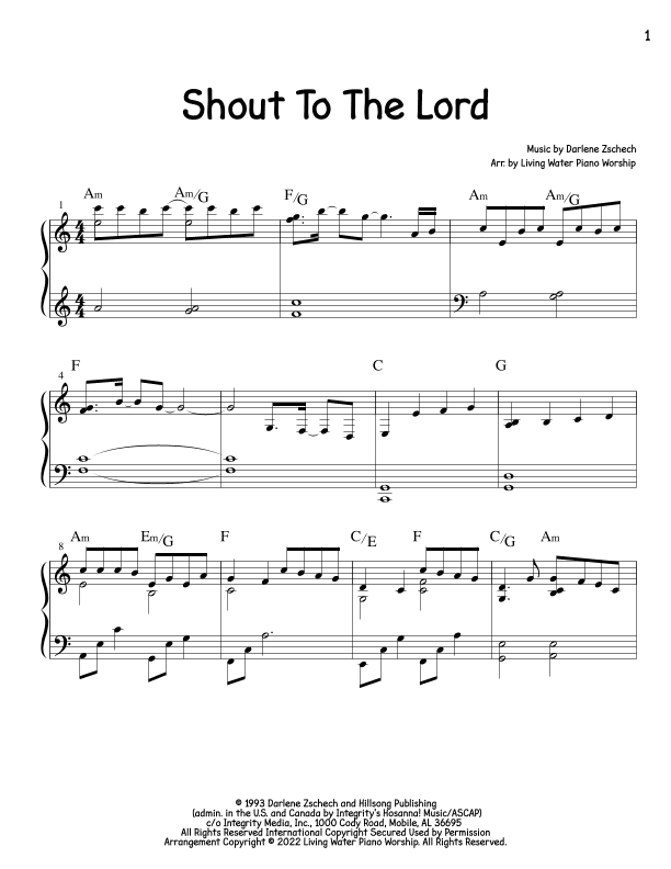 Shout To The Lord (arr. Living Water Piano Worship)