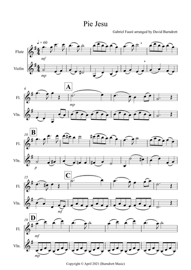 Pie Jesu for Flute and Violin Duet (arr. David Burndrett)