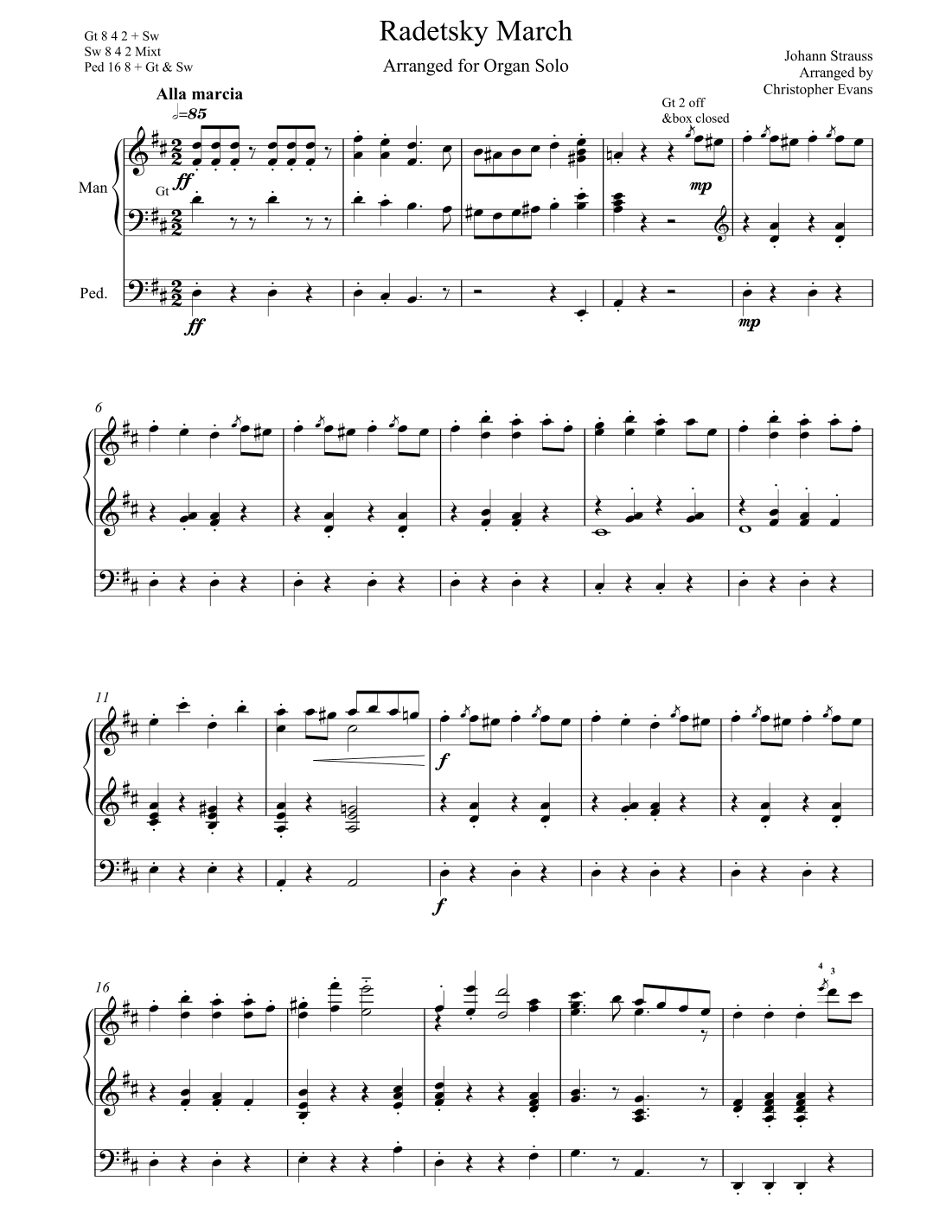 Radedzky March arranged for Organ Solo (arr. Christopher Evans)