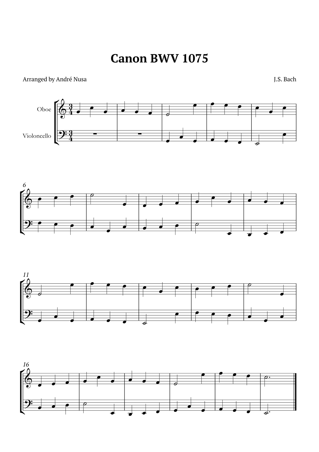 Canon BWV 1075 (arr. André Nusa)