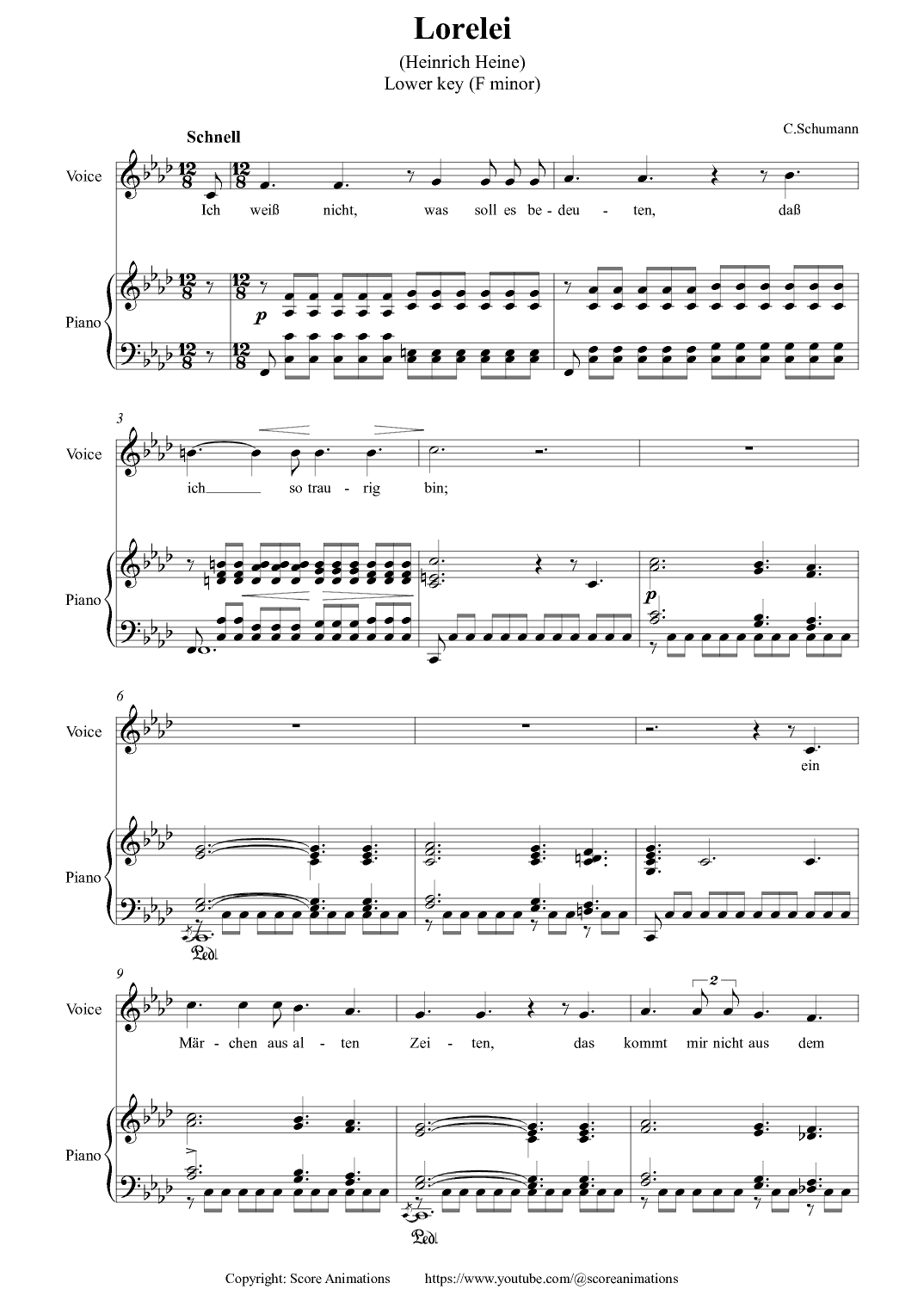 Lorelei in F minor (Lower key) (arr. Score Animations)