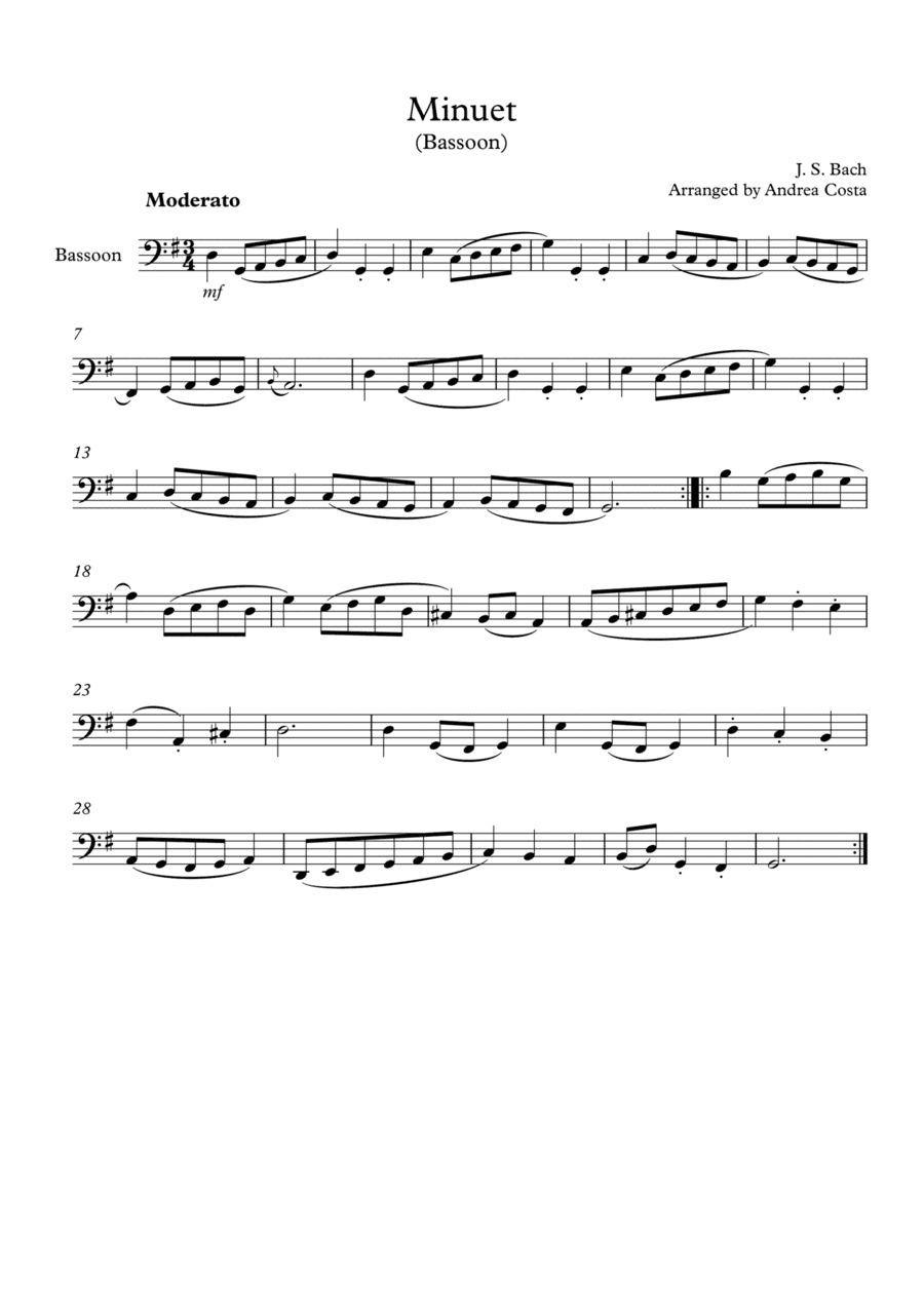 Minuet in G (arr. Andrea Costa)