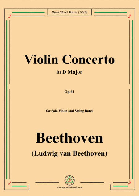 Beethoven-Violin Concerto in D Major,Op.61,for Solo Violin and String Band (arr. MSM)