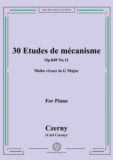 Czerny-30 Etudes de mécanisme,Op.849 No.11,Molto vivace in G Major,for Piano (arr. MSM)