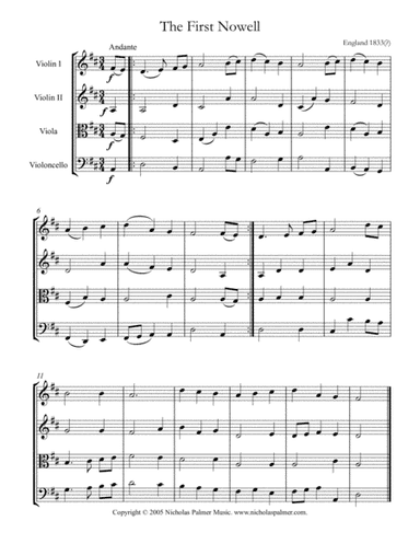 The first Nowell - easy string quartet (arr. Nicholas Palmer)