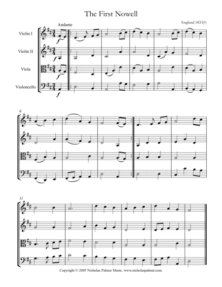 The first Nowell - easy string quartet (arr. Nicholas Palmer)
