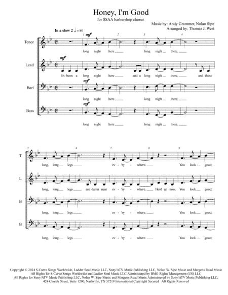 Honey, I'm Good (arr. Thomas J. West)