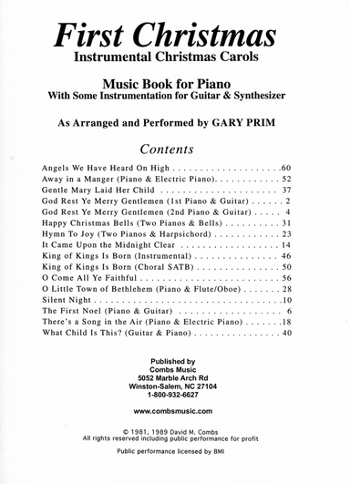 First Christmas - Instrumental Christmas Carols - Music Book for Piano (arr. Gary Prim)