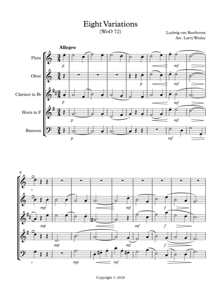 Beethoven: Eight Variations (arr. Larry Wesley)