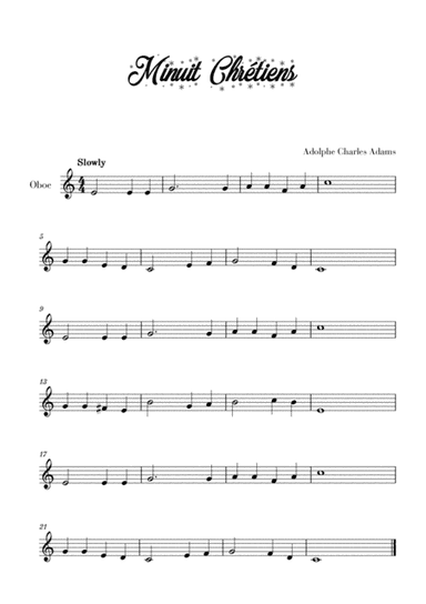 Minuit, Chrétiens (for Oboe) (arr. Cadenza Editions)