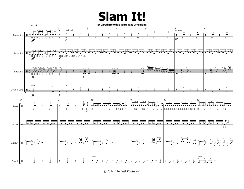 Drum Line Cadence - Slam It!