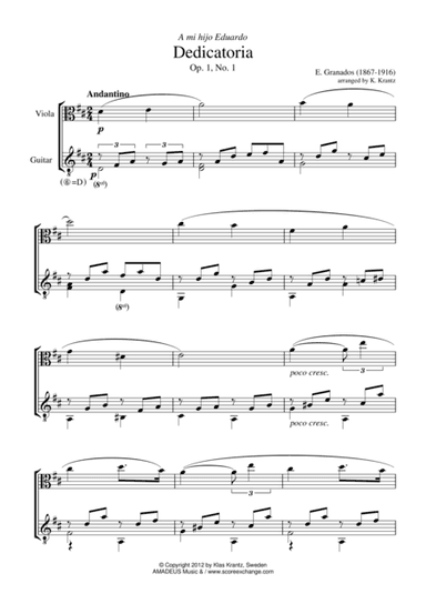 Dedicatoria for viola and guitar (arr. K. Krantz)