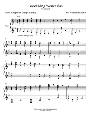 Good King Wenceslas (arr. William Haviland)