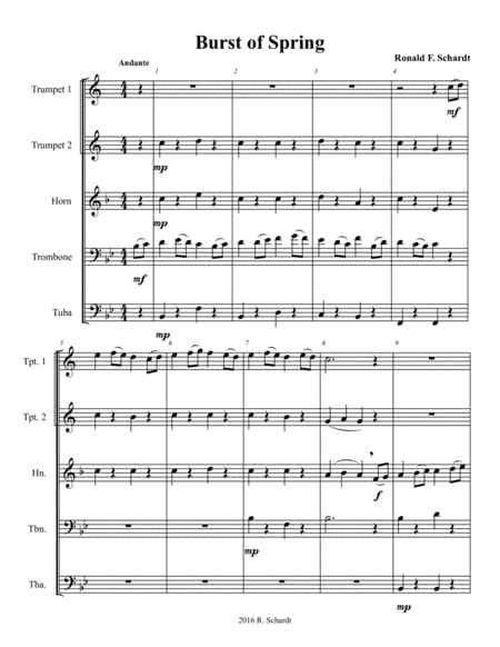 Burst of Spring - for Brass Quintet