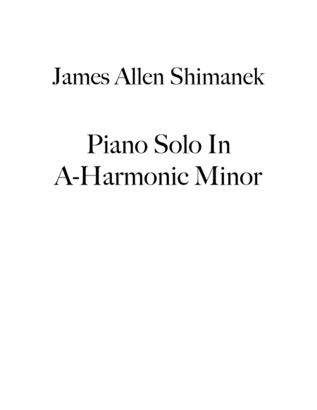 Piano Solo In A-Harmonic Minor