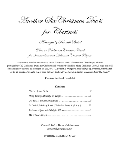 Another Six Christmas Duets for Clarinets (arr. Kenneth Baird)