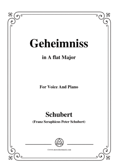 Schubert-Geheimniss(Mayrhofer),in A flat Major,for Voice&Piano (arr. MSM)