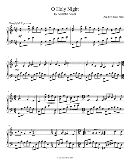 O Holy Night - Piano Solo (arr. Christi Stills)