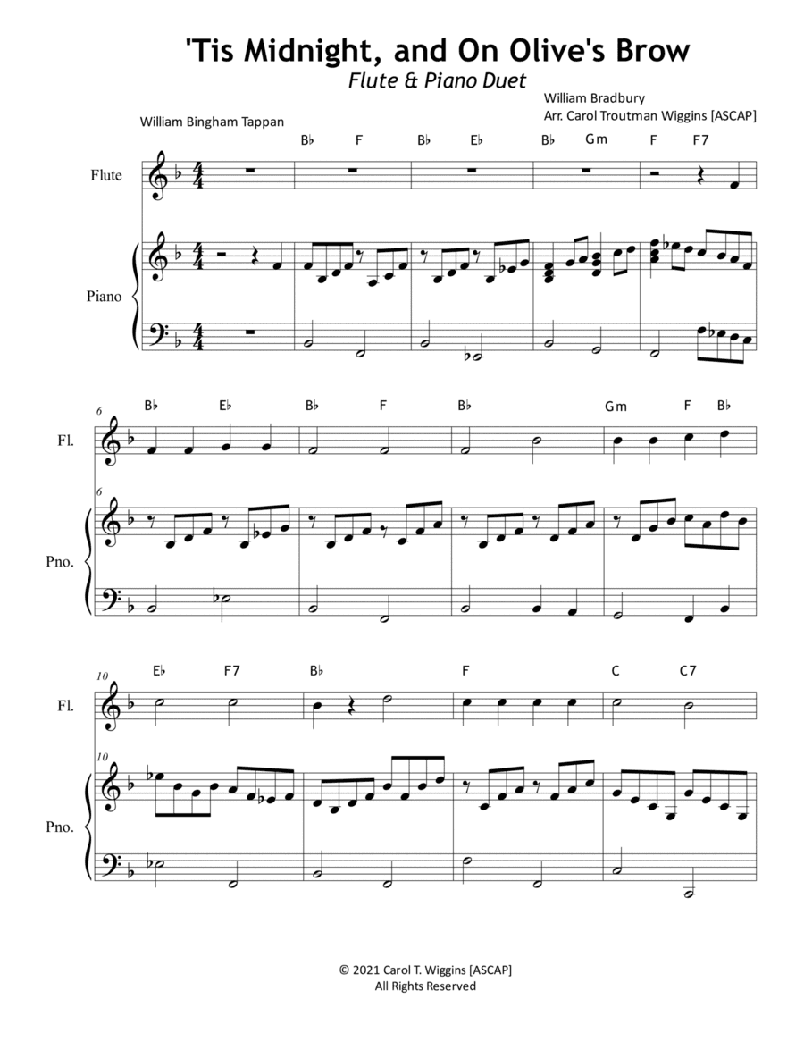 'Tis Midnight, and On Olive's Brow (Flute & Piano) (arr. Carol Troutman Wiggins)