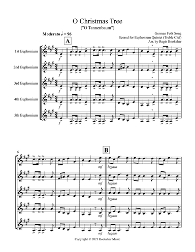 O Christmas Tree (G) (Euphonium Quintet - Treble Clef) (arr. Regis Bookshar)
