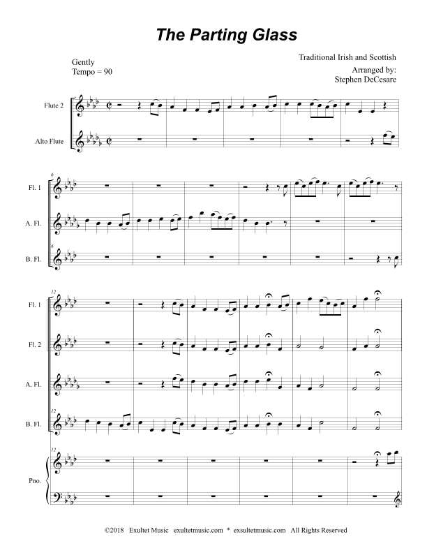 The Parting Glass (for Flute Choir and Piano) (arr. Stephen DeCesare)