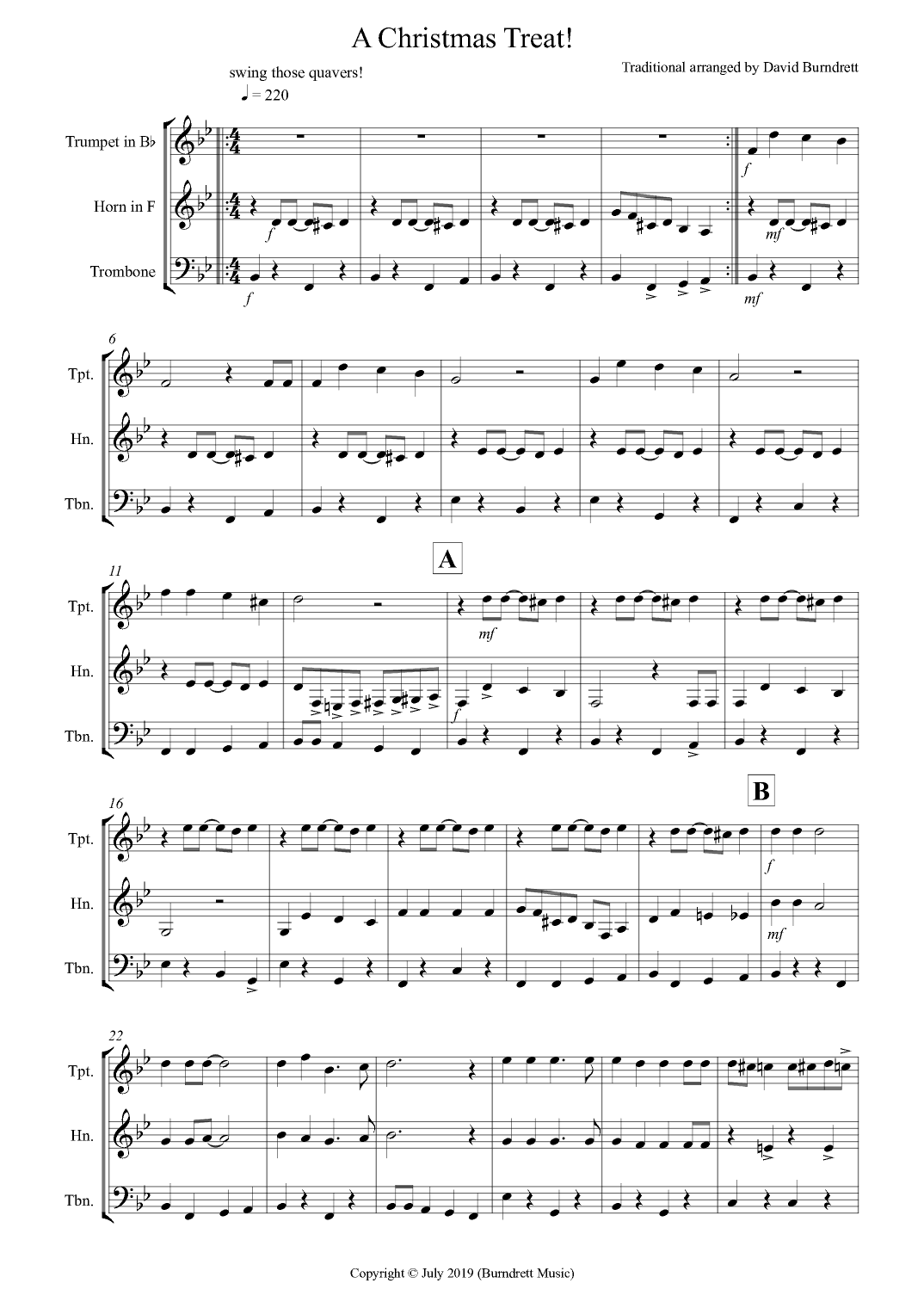 A Christmas Treat for Brass Trio (arr. David Burndrett)