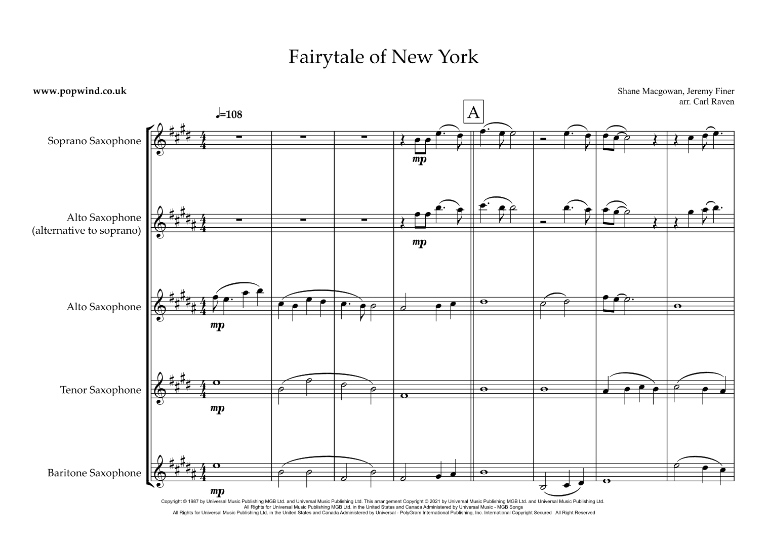 Fairytale Of New York (arr. Carl Raven)