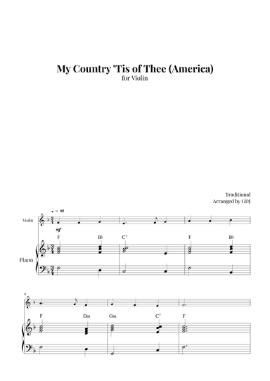 My Country 'Tis of Thee (America) (arr. GDJ)