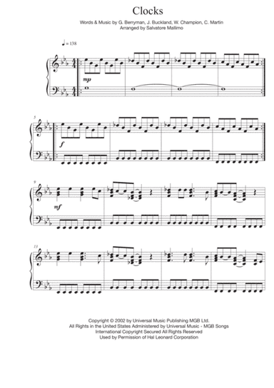Clocks (arr. Salvatore Mallimo)