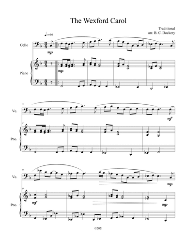 The Wexford Carol (Cello Solo with Piano Accompaniment) (arr. B. C. Dockery)