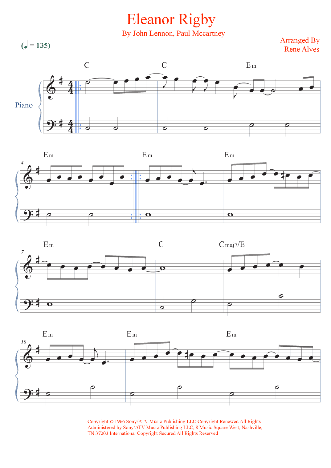 Eleanor Rigby (arr. Rene Alves)