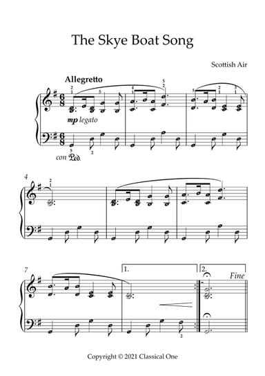 Scottish Air - The Skye Boat Song(With Note name) (arr. MPS)