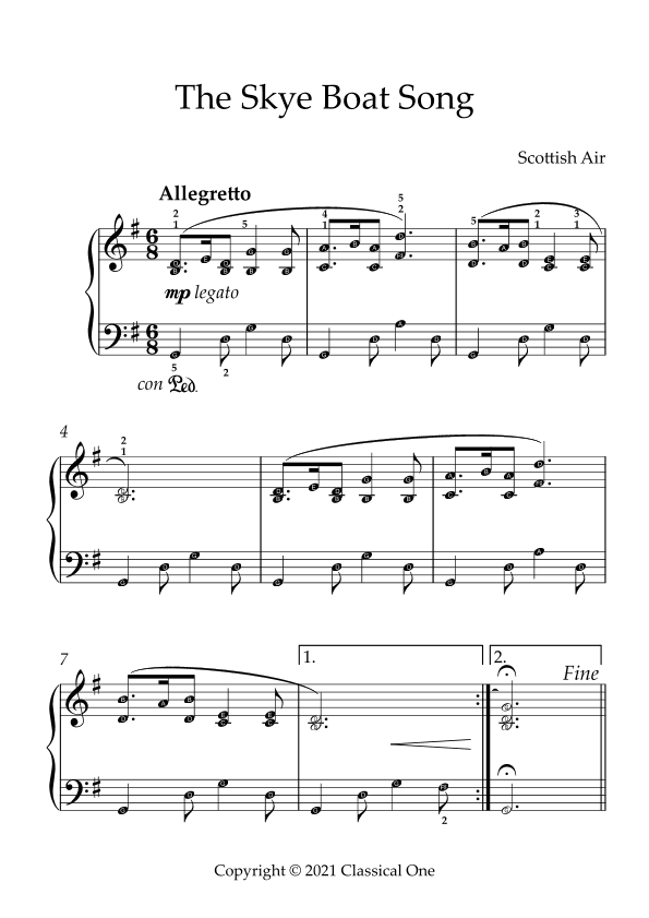 Scottish Air - The Skye Boat Song(With Note name) (arr. MPS)