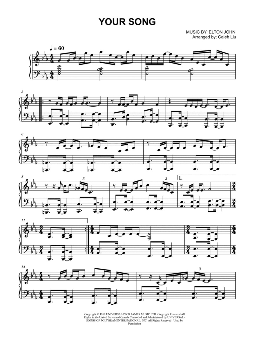 Your Song (arr. Caleb Liu)