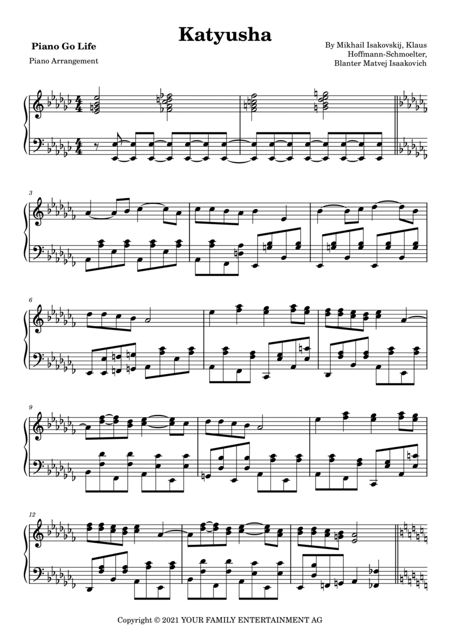 Katyusha (arr. Piano Go Life)