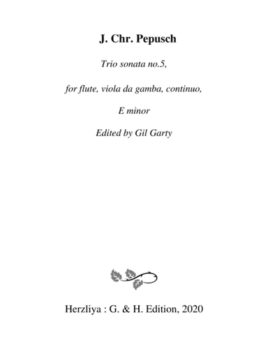 Trio sonata, flute, viola da gamba, continuo, no.5, E minor (arr. Gil Garty)