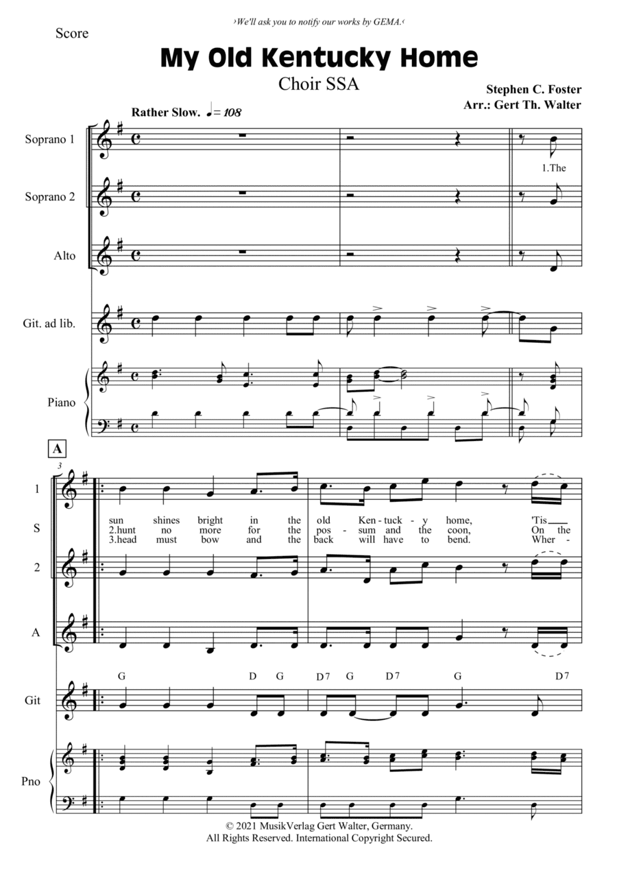 My Old Kentucky Home (arr. Gert Th. Walter)