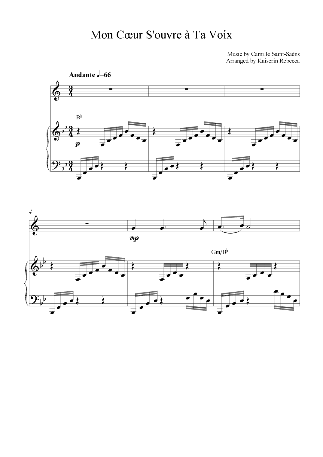 Mon Cœur S'ouvre à Ta Voix (arr. Kaiserin Rebecca)