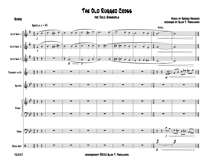THE OLD RUGGED CROSS - Jazz Ensemble (AAA Saxes, Trumpet & Rhythm) - Grade 3 (arr. Glen Poehlmann)