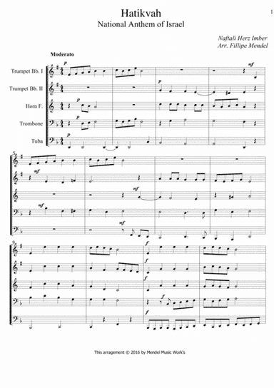 National Anthem of Israel 1 (arr. Fillipe Mendel)