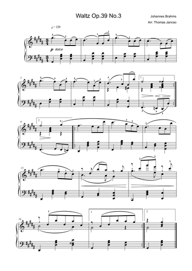 Brahms Waltz Op.39 No.3 (arr. Thomas Jancso)